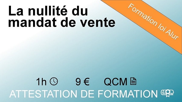 Formation loi Alur d'1 heure sur la nullité du mandat de vente