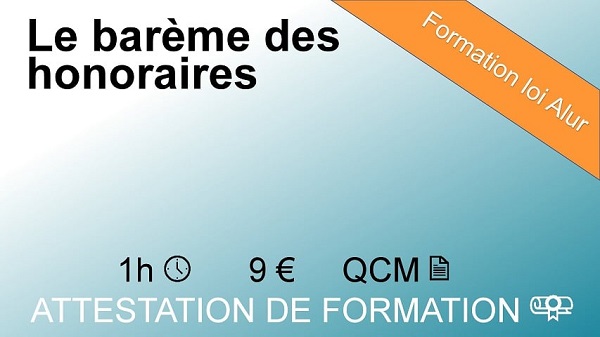 Formation loi Alur d'1 heure sur le barème des honoraires
