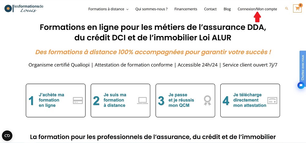 Page d'accueil pour se connecter