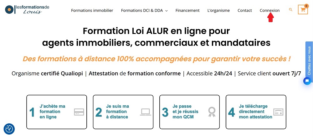 Page d'accueil pour se connecter
