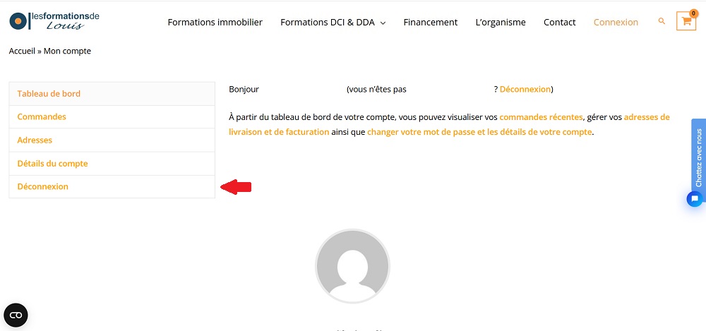 Clic sur le bouton déconnexion