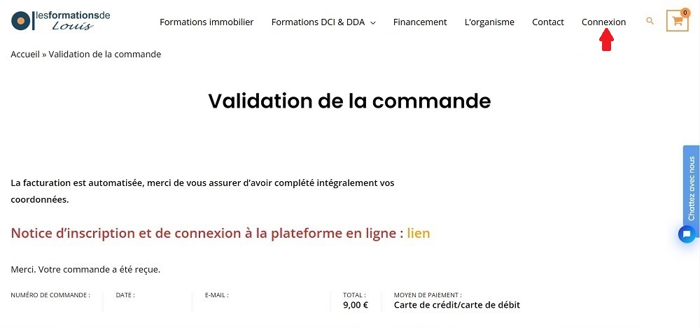 Je clique sur connexion