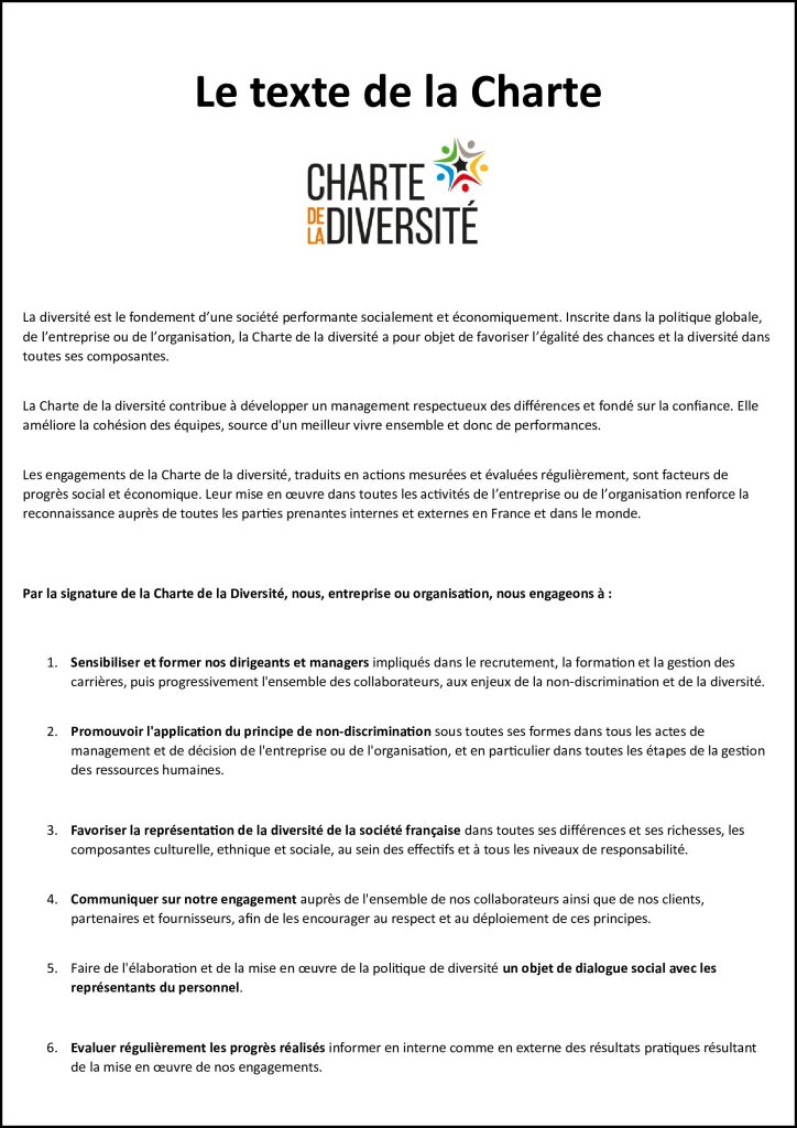Les engagements Charte diversite