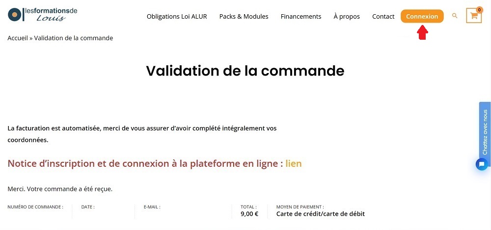 Je clique sur connexion