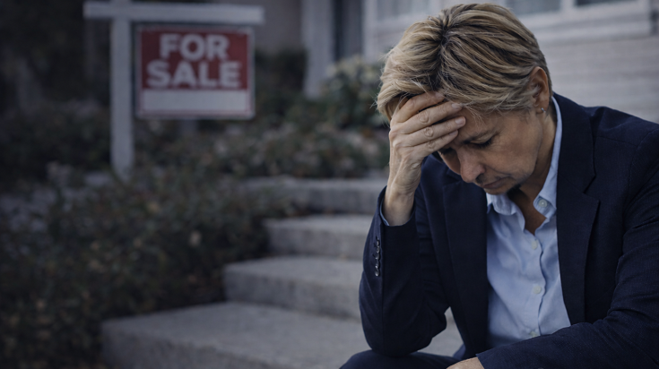 Agent immobilier en situation d’épuisement professionnel, illustrant le burn-out et la fatigue mentale dans le métier de l’immobilier