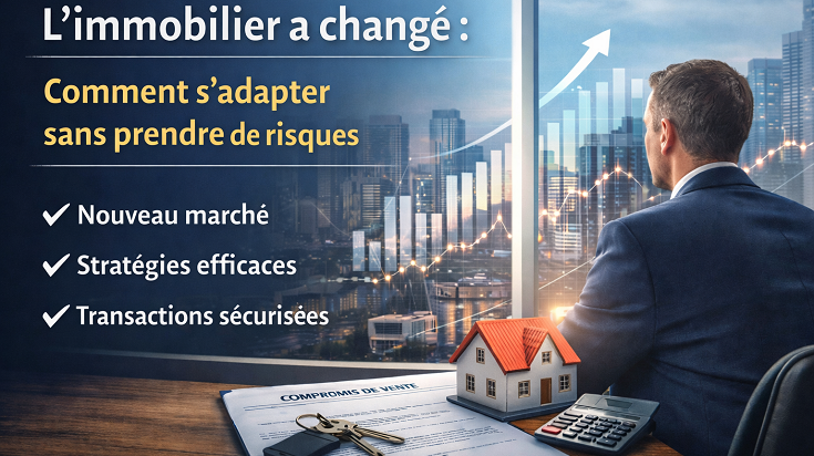 Agent immobilier analysant l’évolution du marché immobilier et les stratégies pour s’adapter sans prendre de risques.