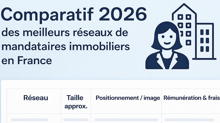 Tableau comparatif 2026 des réseaux de mandataires immobiliers : commissions, packs, positionnement et critères clés.