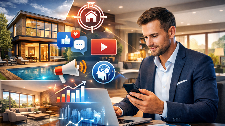 Marketing digital immobilier : réseaux sociaux, vidéo et intelligence artificielle pour agents immobiliers.