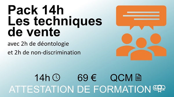 Pack formation Loi ALUR 14 heures les techniques de vente avec attestation conforme CCI