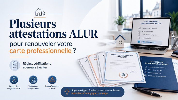 Plusieurs attestations ALUR pour renouveler une carte professionnelle immobilier