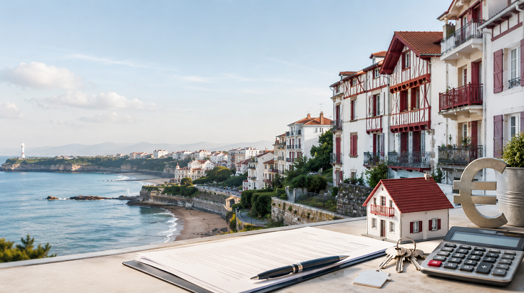 Encadrement des loyers au Pays basque en 2026 avec contrat de location, maison, clés et calcul du loyer