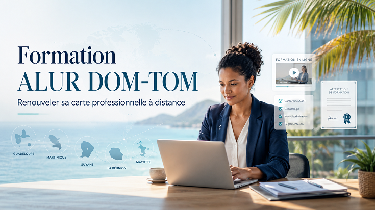 Professionnelle de l’immobilier suivant une formation ALUR à distance depuis les DOM-TOM pour renouveler sa carte professionnelle