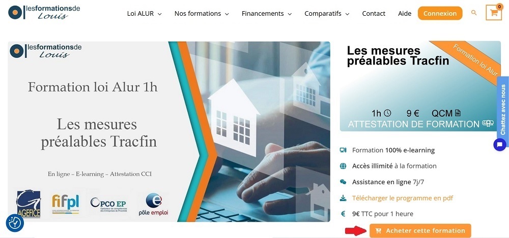Page formation avec le bouton “acheter cette formation”