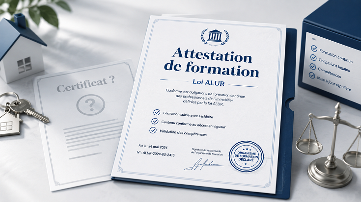 Attestation de formation Loi ALUR : différence entre certificat et attestation pour les professionnels de l’immobilier