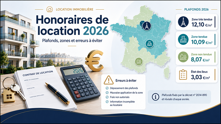 Honoraires de location 2026 avec plafonds des frais d’agence selon les zones et état des lieux