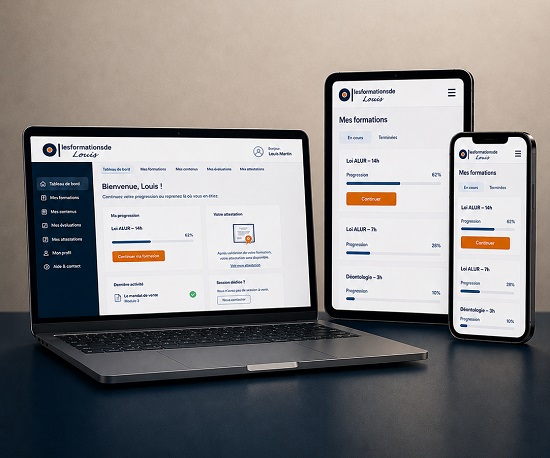 Plateforme de formation Loi ALUR en ligne sur ordinateur, tablette et smartphone