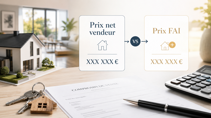 Comparaison entre le prix net vendeur et le prix FAI lors d’une vente immobilière