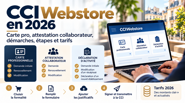 CCIWebstore en 2026 : carte professionnelle, attestation collaborateur, démarches, étapes et tarifs