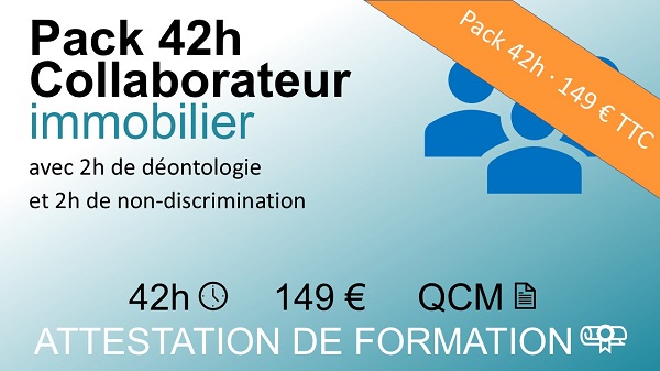 Pack formation Loi ALUR 42 heures collaborateur immobilier avec attestation conforme CCI
